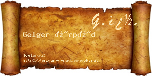 Geiger Árpád névjegykártya